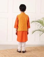 Orange Cotton Hand Block Printed 2pc Kurta Set