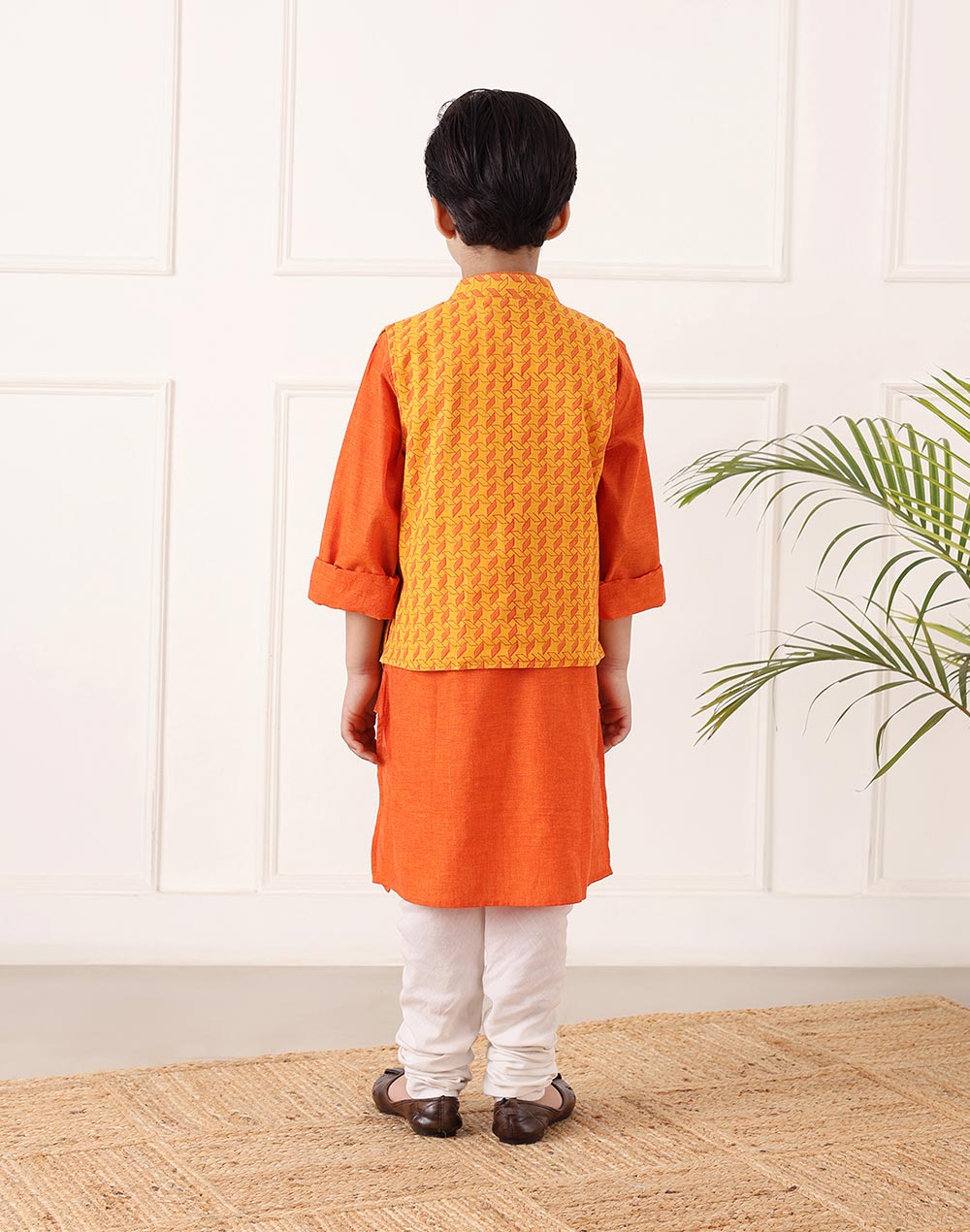 Orange Cotton Hand Block Printed 2pc Kurta Set