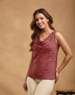 Red Rayon Blend Slim Fit Top