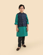 Teal Viscose Blend Ikat 2pc Kurta Set