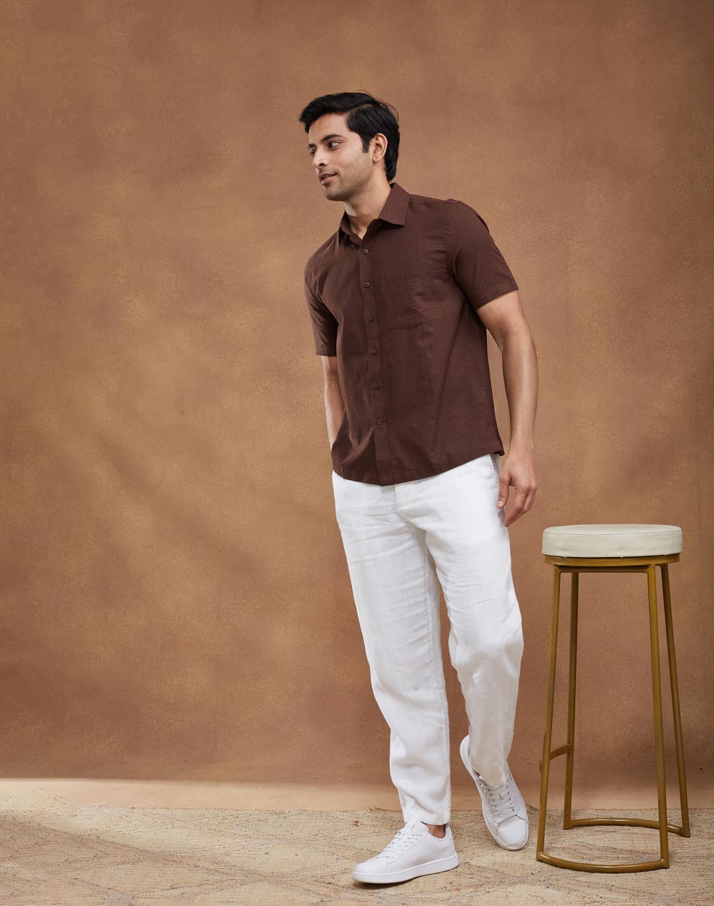 Brown Cotton Bush Shirt