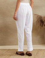 White Cotton Chikankari Ethnic Pant