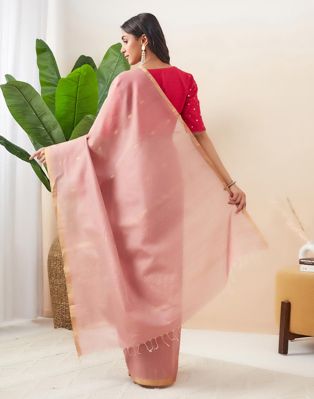 Purple Cotton Silk Blend Chanderi Woven Wonders Sari