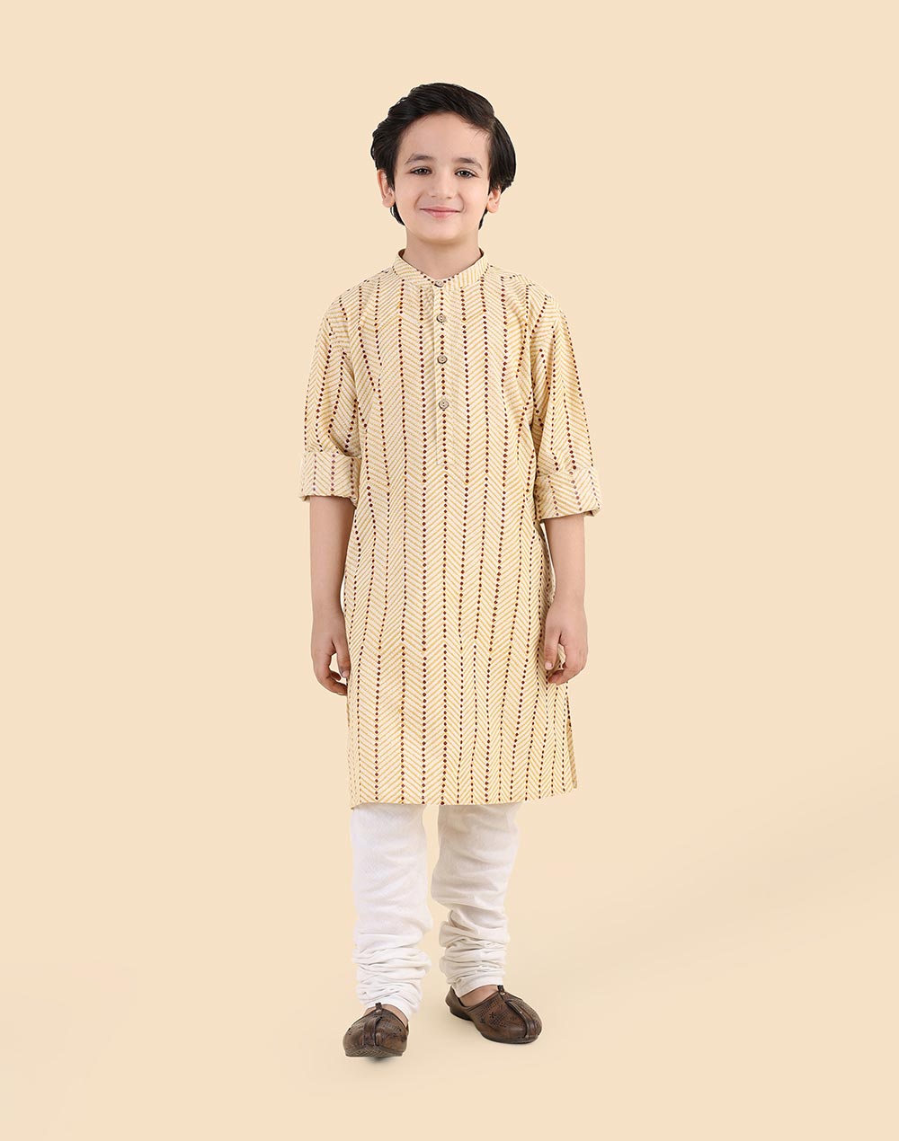 Yellow Cotton Hand Block Printed Long Kurta