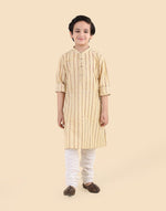 Yellow Cotton Hand Block Printed Long Kurta