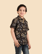 Black Cotton Dabu Printed Shirt