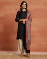 Red Viscose Blend Ajrakh Printed Dupatta