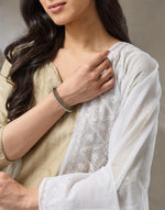 White Cotton Silk Blend Chikankari Dupatta