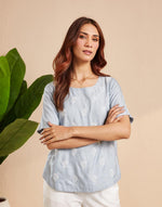 Light Blue Silk Blend Chikankari Arcadian Top