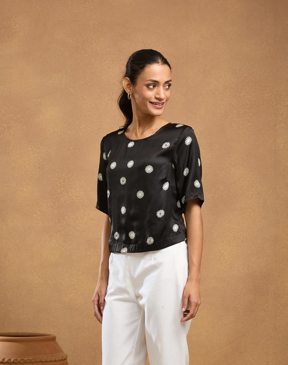 Black Viscose Short Top