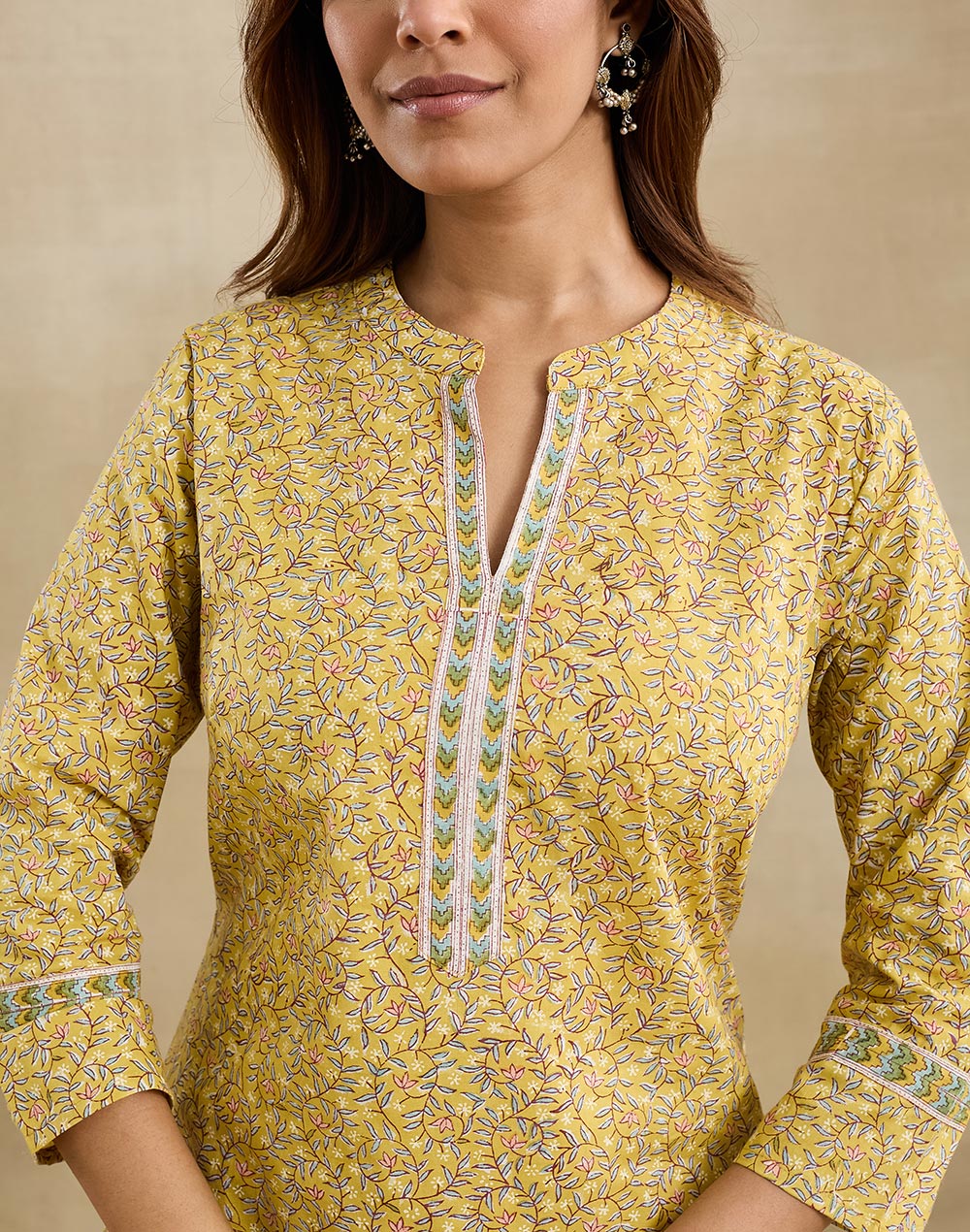 Mustard Cotton Short Kurta