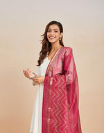 Pink Cotton Silk Blend Hand Block Printed Dupatta