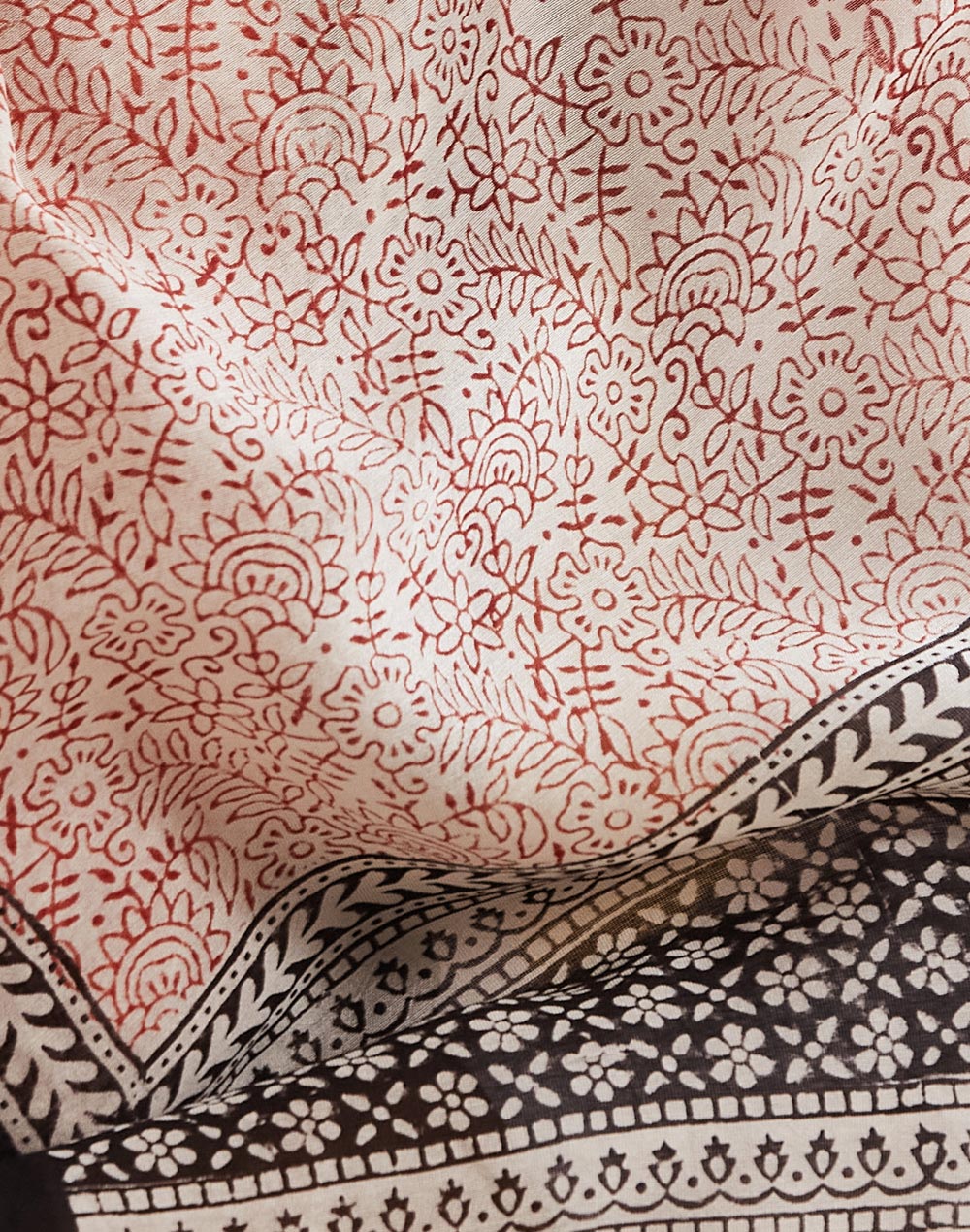 Natural Cotton Silk Bagh Printed Stole