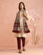 Natural-Red Silk Bagh Printed Stole