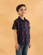 Navy Cotton Ikat Shirt
