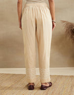 Beige Cotton Chikankari Ethnic Pant
