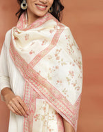 Pink Cotton Silk Hand Block Printed Stole