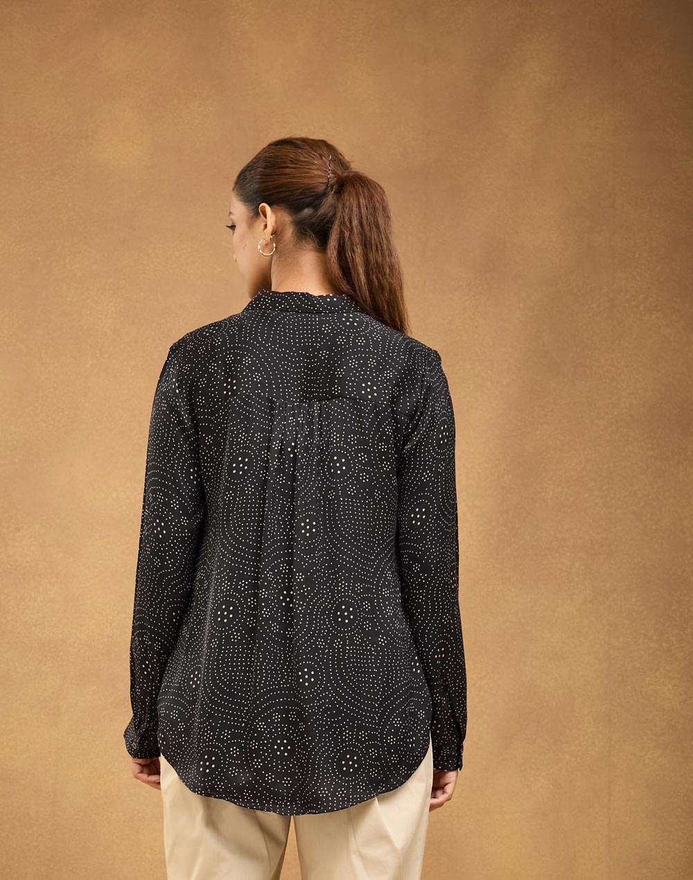 Black Rayon Blend Ajrakh Printed Allure Shirt