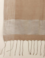 Beige Cotton Silk Blend Hand Woven Stole