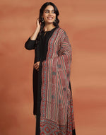 Red Viscose Blend Ajrakh Printed Dupatta