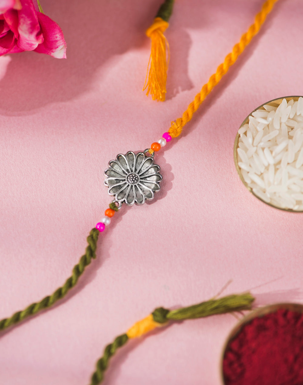 Multi Metal Oxidised Floral Rakhi