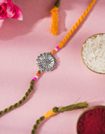 Multi Metal Oxidised Floral Rakhi