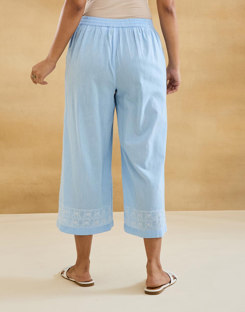 Light Blue Cotton Chikankari Cullotes