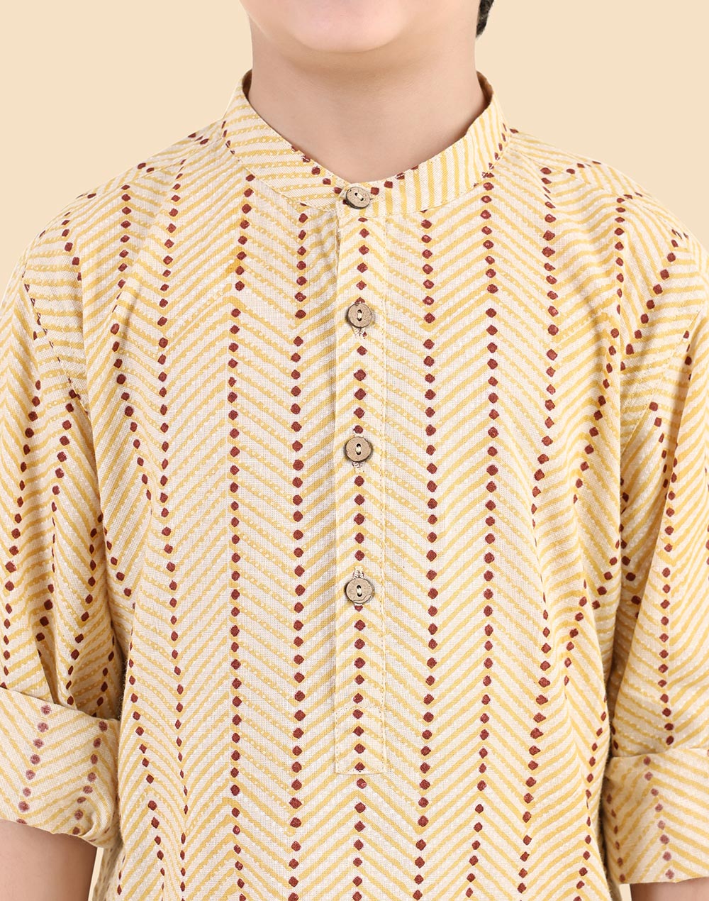 Yellow Cotton Hand Block Printed Long Kurta
