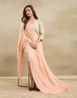 Orange Cotton Silk Blend Chikankari Dupatta