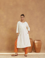 Natural Cotton Silk Embroidered Long Kurta
