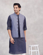 Blue Cotton Gahan Neel Nehru Jacket