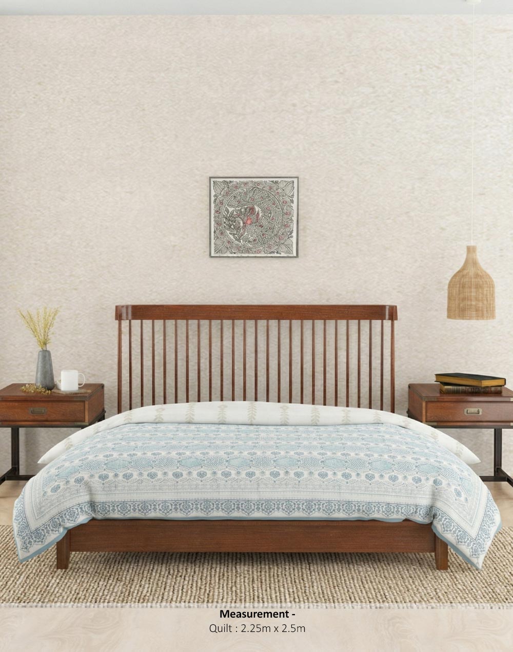 Blue Megh Hand Block Printed Cotton Quilt