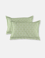 Green Roshni Printed Cotton Bed Sheet With Pillow Covers
