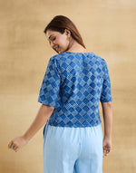 Indigo Cotton Dabu Printed Short Top