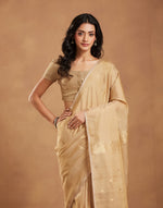 Gold Cotton Blend Maheshwari Sari