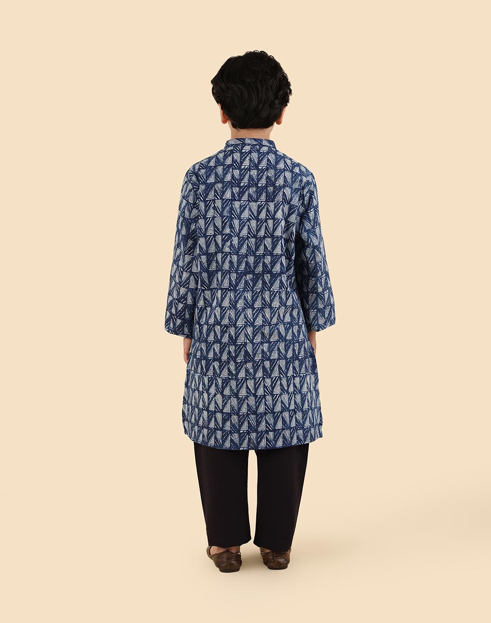Indigo Cotton Dabu Printed Kurta Long