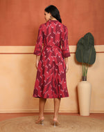 Pink Cotton Woven Midi Dress