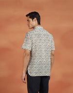 Blue Cotton Hand Block Printed Slim Fit Mid Placket Shirt