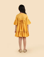 Yellow Cotton Chikankari Bluebell Dress