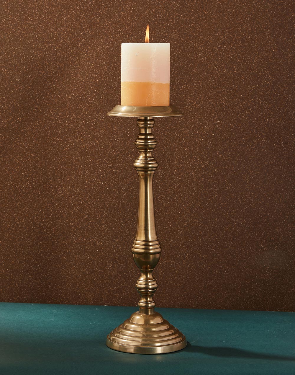 Antique Brass Inaaya Pillar Candle Holder