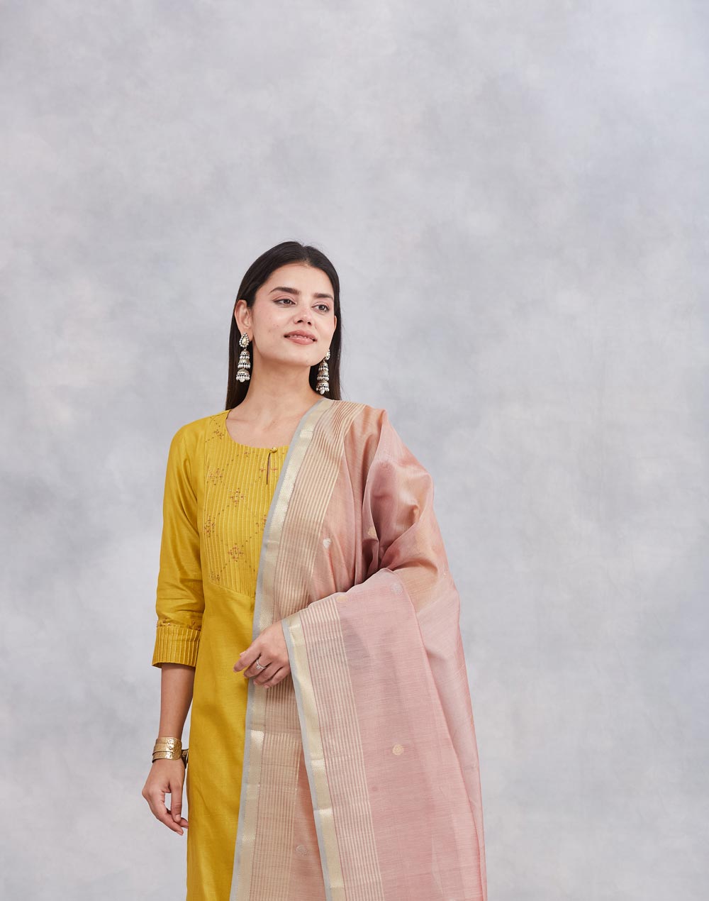 Pink Cotton Silk Blend Dupatta
