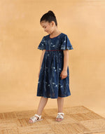 Indigo Cotton Dabu Printed Dress