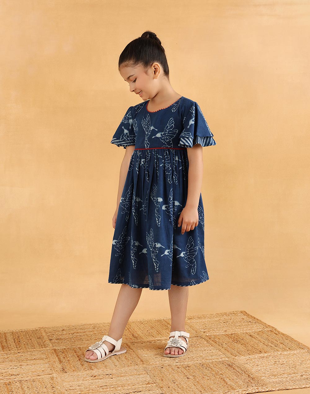 Indigo Cotton Dabu Printed Dress
