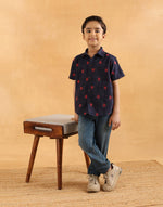 Navy Cotton Ikat Shirt