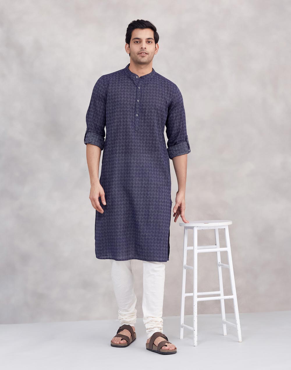 Navy Cotton Long Kurta