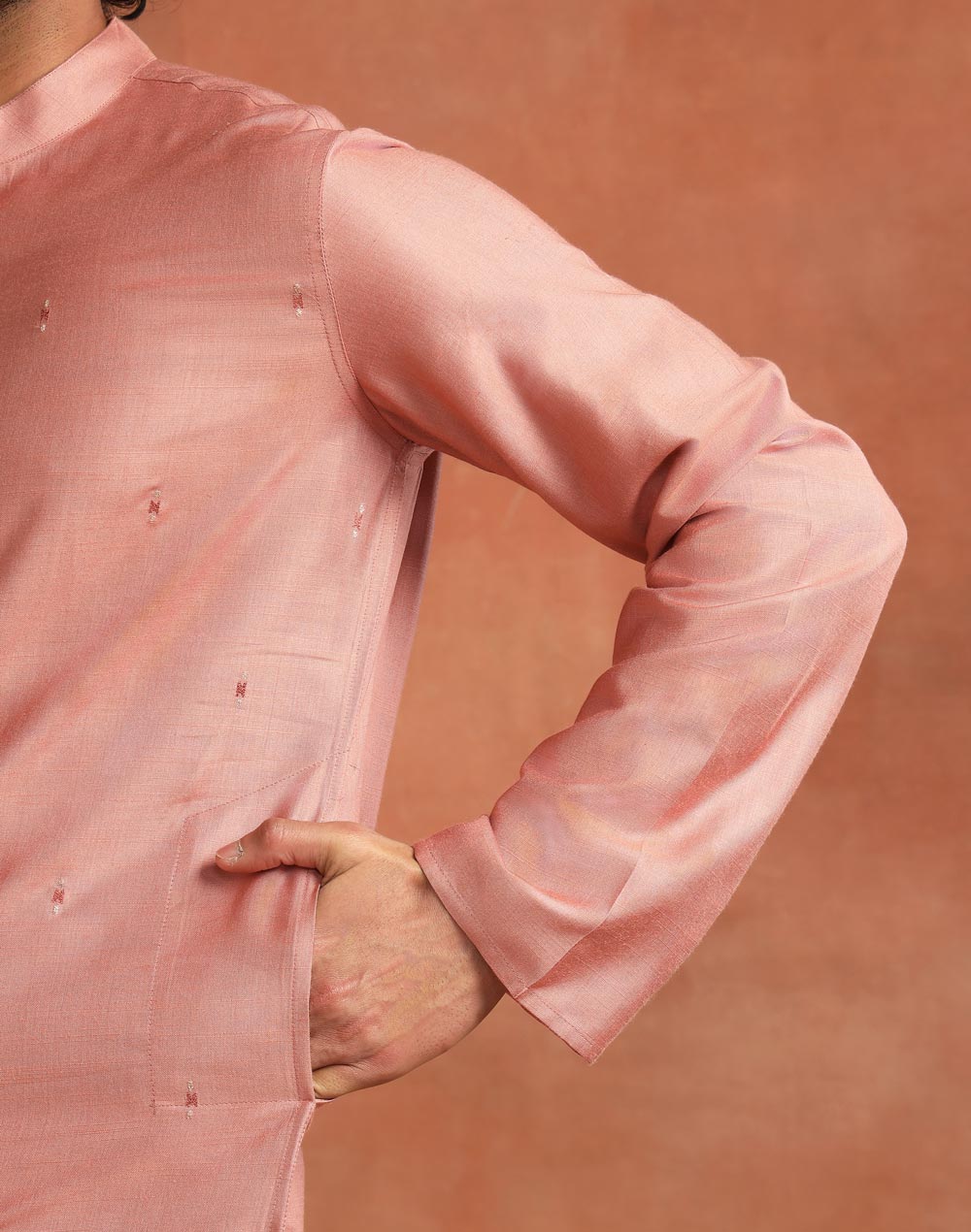 Orange Viscose Silk Long Kurta