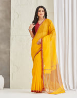 Mustard Cotton Silk Blend Maheshwari Sari