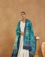 Navy Silk Hand Block Printed Dupatta