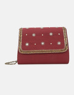 Red Embroidered Clutch