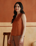 Orange Rayon Blend Hand Embroidered Top